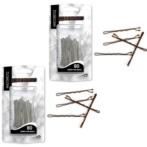 Basicare Brown Bobby Pins 5cm 80 Pack Durable Secure Hair Styling Clips x 2