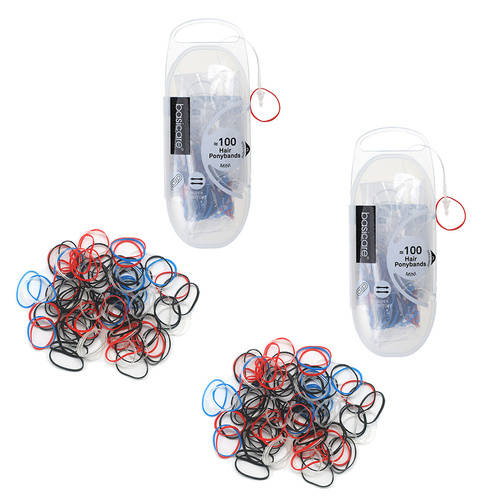 Basicare Elastic Hair Bands Mix Colour Mini Pack 100 Durable Snag Free x 2