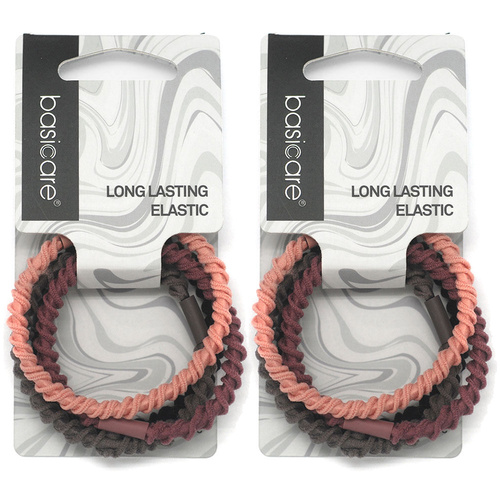 Basicare Long Elastic Hair Ties Pack of 4 Strong Durable Hair Bands x 2
