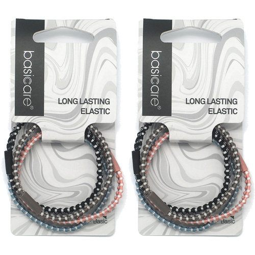 Basicare Long Elastic Hair Ties Pack of 4 Strong Durable Hair Bands x 2