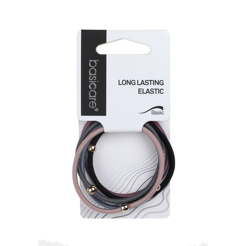 Basicare Elastic Hair Bands 5-Pack Assorted Colours Strong No-Slip Hold