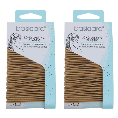 Basicare Elastic Hair Ties 48 Pack Blonde 2mm No Snag Strong Hold x 2