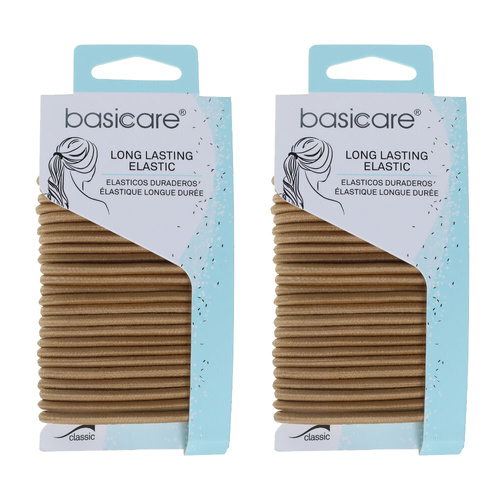 Basicare Elastic Hair Ties 24 Pack Blonde 4mm No Snag Strong Hold x 2