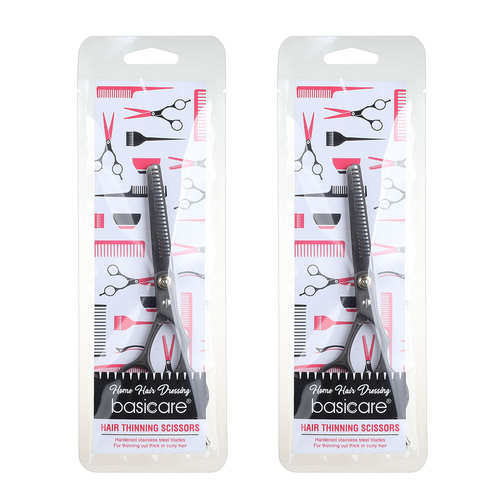 Basicare Home Hair Thinning Scissors 5.5 Inch Stainless Steel Pack of 2