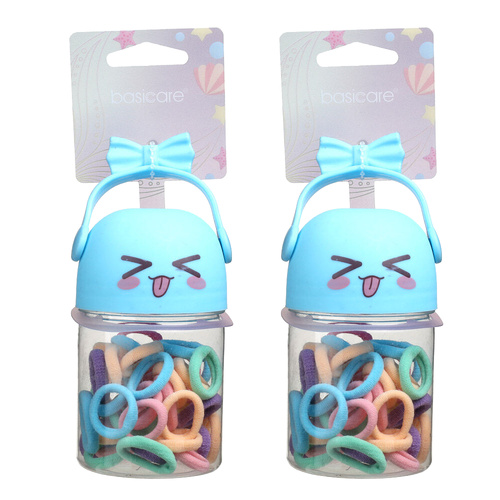 Basicare Hair Bands 2cm Diameter 50 Pack Assorted Colours Strong Secure Hold x 2