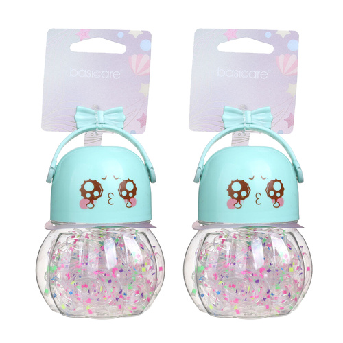 Basicare Clear Print Elastic Hair Bands 130 Pack Medium Snag Free Styling x 2