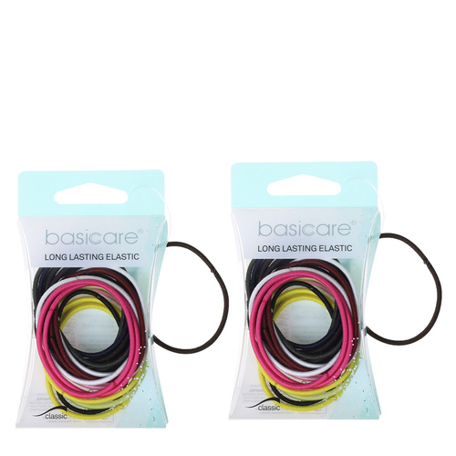 Basicare Strong Hold Snag Free Thin Elastic Hair Bands 2 Pack 20 Each Assorted
