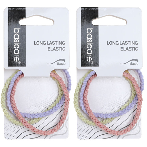 Basicare Long Lasting Plaited Elastic Hair Bands 3 Pack x2 Secure Hold