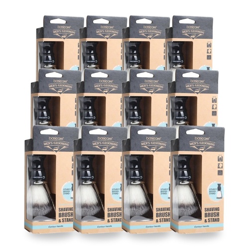 Basicare Men's Grooming Shaving Brush & Stand Set Pack of 12