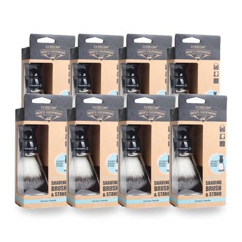 Basicare Men's Grooming Shaving Brush & Stand Set Pack of 8