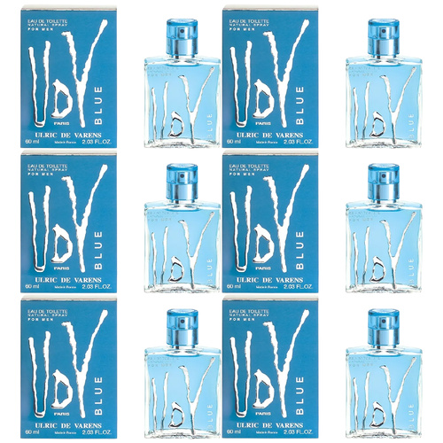 Ulric De Varens UDV Blue EDT Spray for Men 60ml 6 Pack Fragrance Set