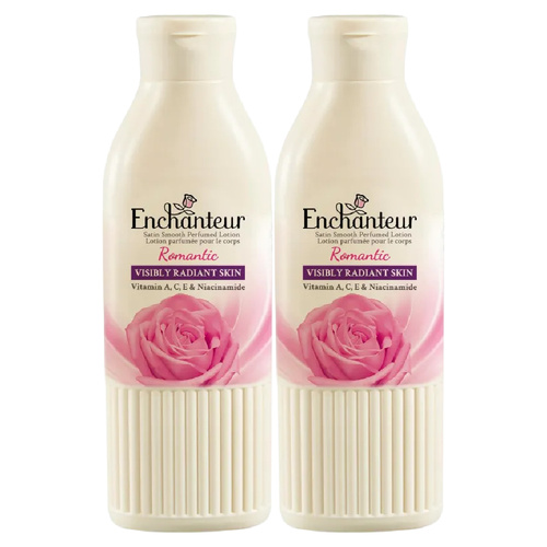 Enchanteur Romantic Body Lotion 200ml Moisturiser with Aloe and Olive x 2