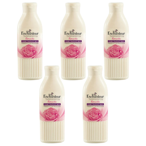 Enchanteur Romantic Body Lotion 200ml Moisturiser with Aloe and Olive x 5