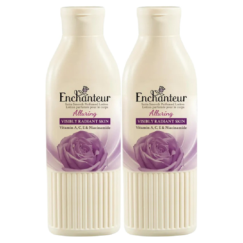 Enchanteur Alluring Body Lotion 2x200ml Rose Iris Vanilla Moisturiser for Women