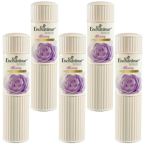 Enchanteur Alluring Talc 50g x 5 Rose Iris Vanilla Silky Soft Skin Powder