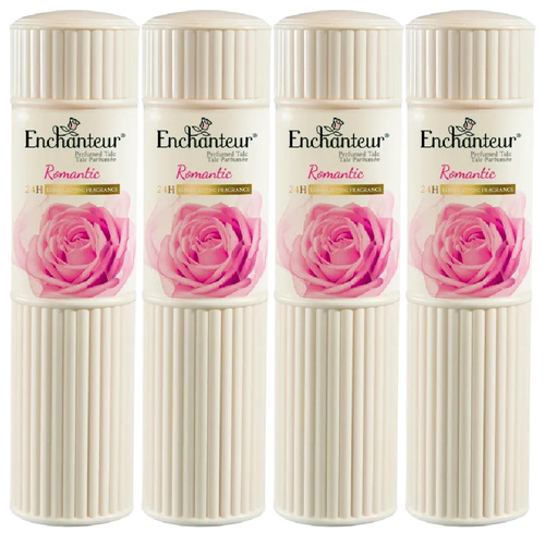 Enchanteur Romantic Talc 200g x 4 Soft Floral Perfumed Body Powder for Women