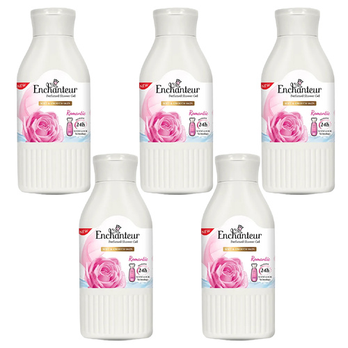 Enchanteur Romantic Shower Gel 200ml x 5 with Rose Jasmine Silk Protein