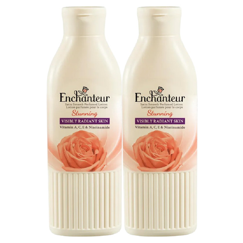 Enchanteur Stunning Body Lotion 200ml x 2 Moisturising Satin Smooth Skin