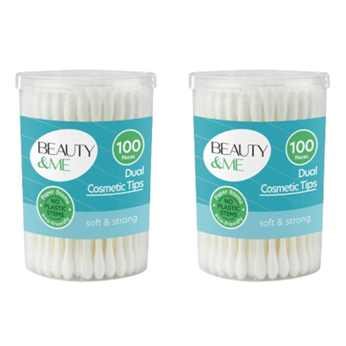 Beauty & Me Eco Friendly Soft Strong Paper Stem Dual Cosmetic Tips 2x 100 Piece