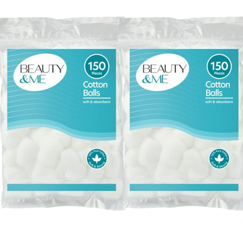 Beauty & Me Soft And Absorbent Cotton Balls 100% Pure Cotton 2x 150 Piece Bag