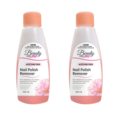 Beauty & Me Nail Polish Remover 2x 125ml Acetone Free Australian Made