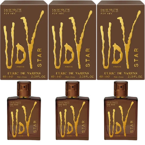 Ulric De Varens UDV Star EDT for Men 60ml 3 Packs Citrus Aromatic Cologne