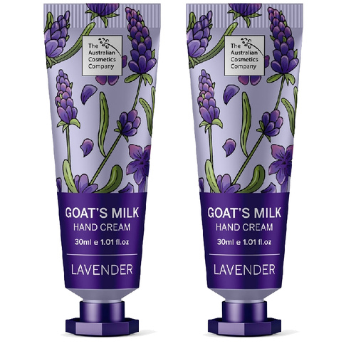 The Australian Cosmetics Company Goats Milk Hand Cream Lavender 30ml Pack of 2
