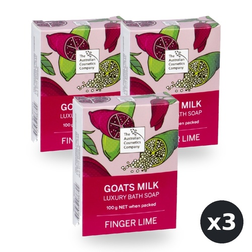 The Australian Cosmetics Company Goats Milk Bath Soap Finger Lime 100g Boxed Pack of 3