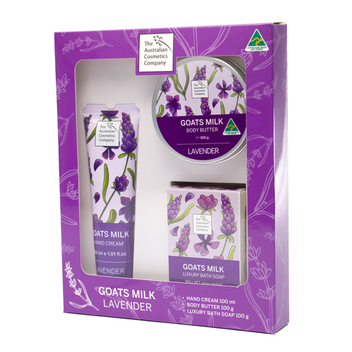 Australian Cosmetics Company Gift Set Lavender Hand Cream, Soap, Body Butter