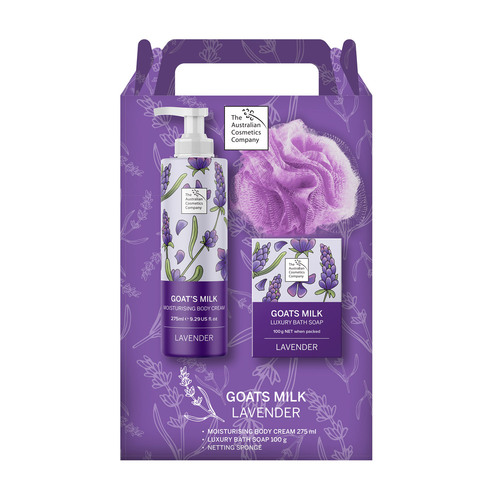 The Australian Cosmetics Company Lavender Body Cream Soap Sponge Gift Set