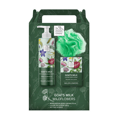 The Australian Cosmetics Company Wildflowers Body Cream Soap Sponge Gift Set