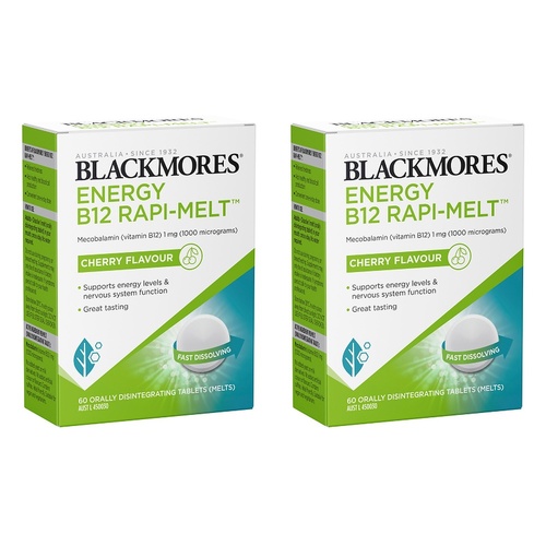 Blackmores Energy B12 Rapi-Melt Cherry Flavour 60 Tablets Pack of 2