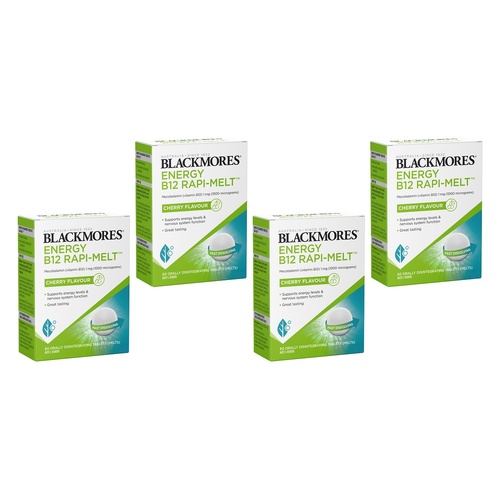 Blackmores Energy B12 Rapi-Melt Cherry Flavour 60 Tablets Pack of 4