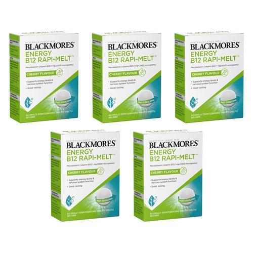 Blackmores Energy B12 Rapi-Melt Cherry Flavour 60 Tablets Pack of 5