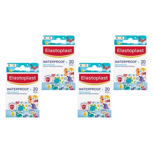 Elastoplast Kids Waterproof Plasters 20 Strips Pack of 4