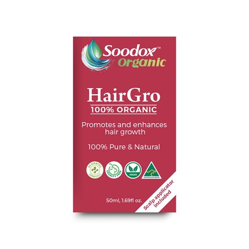 Soodox Organic HairGro Oil 50mL + Scalp Applicator, 2 Piece Set