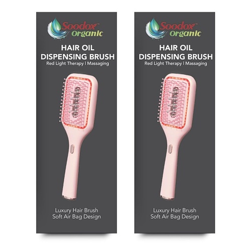 Soodox Organic Hair Oil Dispensing Brush Pink Pack of 2
