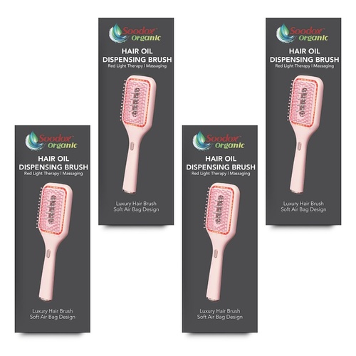Soodox Organic Hair Oil Dispensing Brush Pink Pack of 4