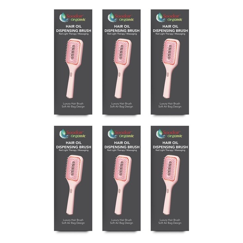 Soodox Organic Hair Oil Dispensing Brush Pink Pack of 6