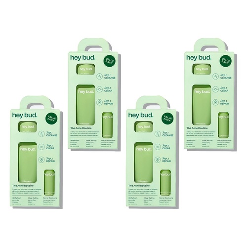 Hey Bud The Acne Routine Trial Kit 3 Piece Set Pack of 4
