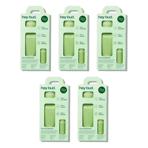 Hey Bud The Acne Routine Trial Kit 3 Piece Set Pack of 5