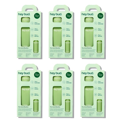 Hey Bud The Acne Routine Trial Kit 3 Piece Set Pack of 6
