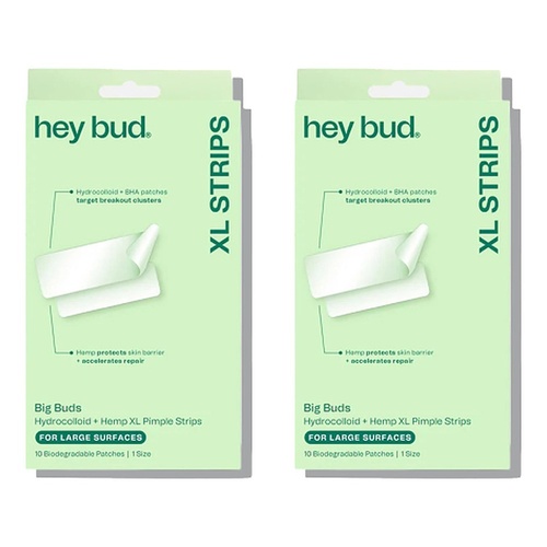 Hey Bud Hydrocolloid + Hemp XL Pimple Strips 10 Patches x 6 Bundle of 2