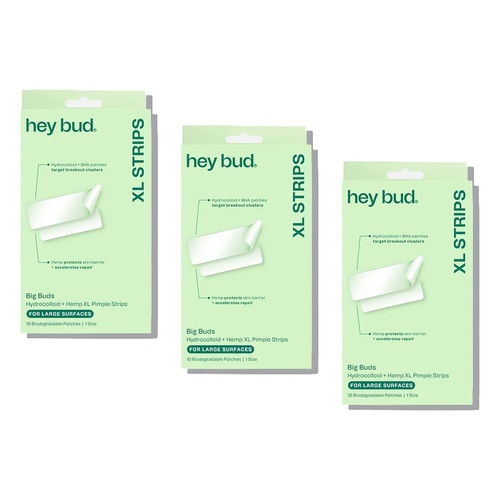 Hey Bud Hydrocolloid + Hemp XL Pimple Strips 10 Patches x 6 Bundle of 3