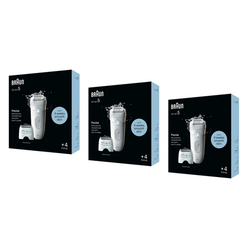 Braun Silk-épil 5 Epilator with 4 Extras, Grey Pack of 3