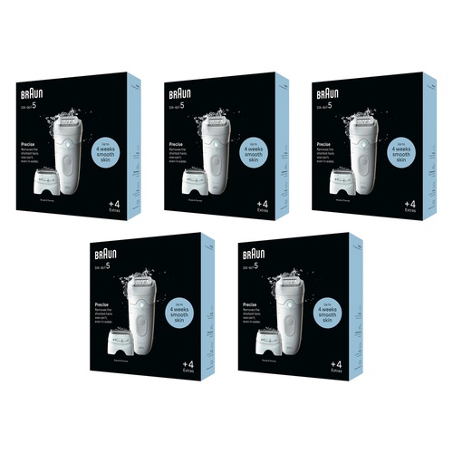 Braun Silk-épil 5 Epilator with 4 Extras, Grey Pack of 5