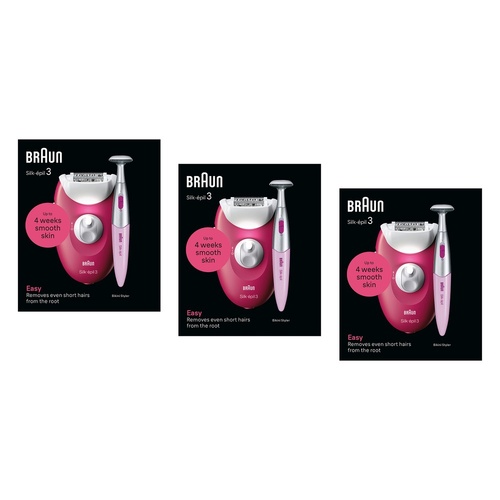 Braun Silk-épil 3 Epilator with Bikini Trimmer, Ruby Pack of 3