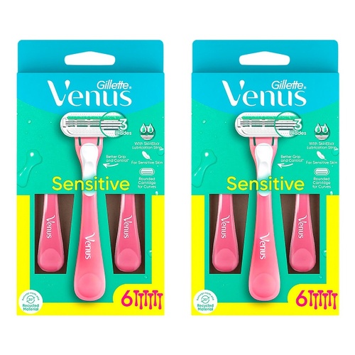 Gillette Venus Sensitive Disposable Razor 6 Pack Bundle of 2