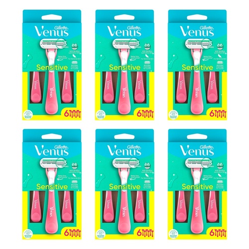 Gillette Venus Sensitive Disposable Razor 6 Pack Bundle of 6