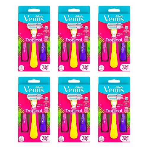 Gillette Venus Tropical Scented Women's Disposable Razor 3 Pack Bundle of 6